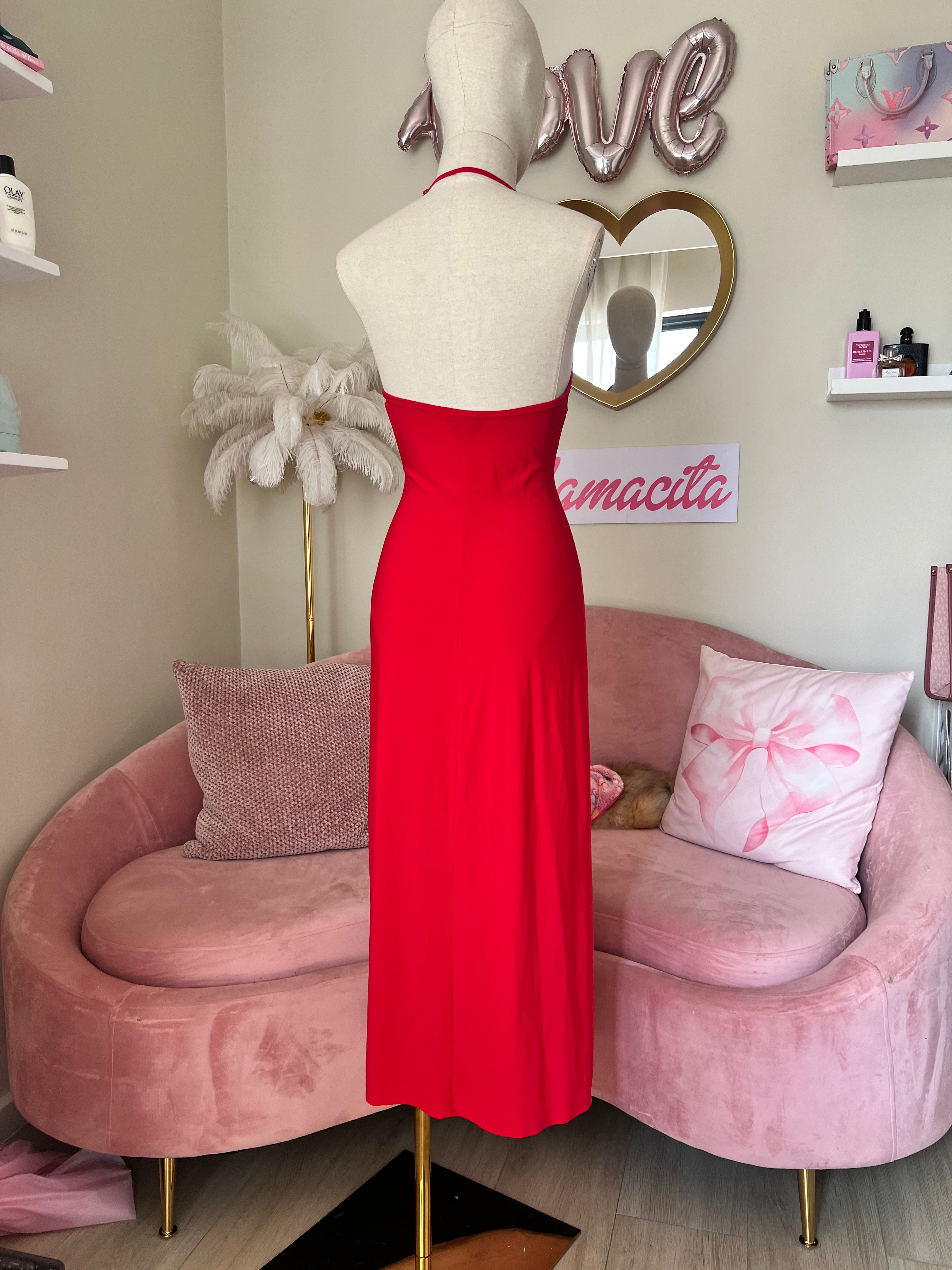 Bebe Dress Long Red Medium