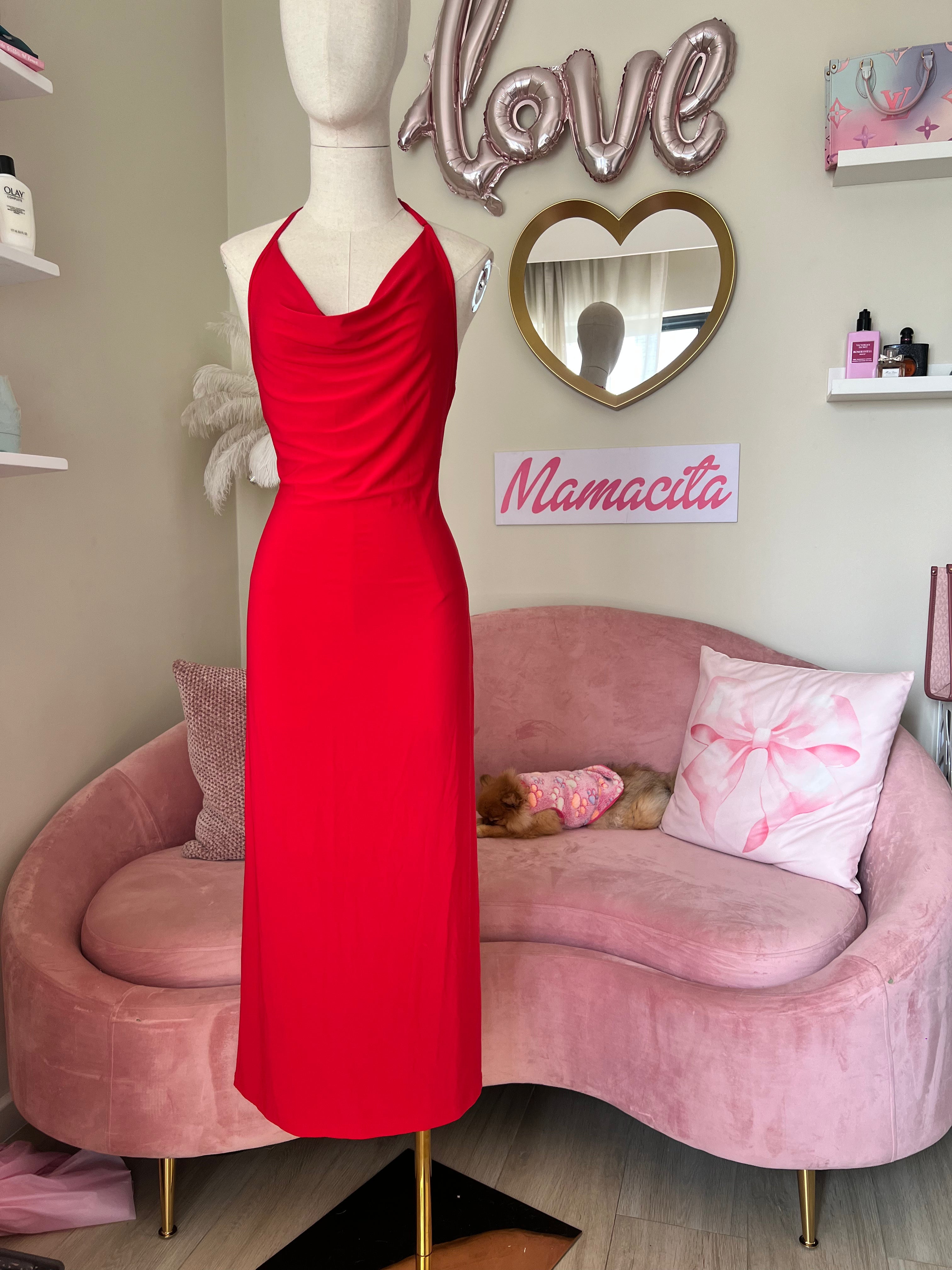 Bebe Dress Long Red Medium