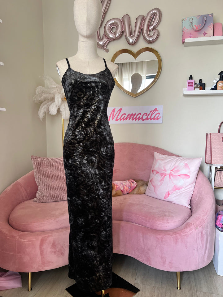 Bebe Dress Long Black and Gold