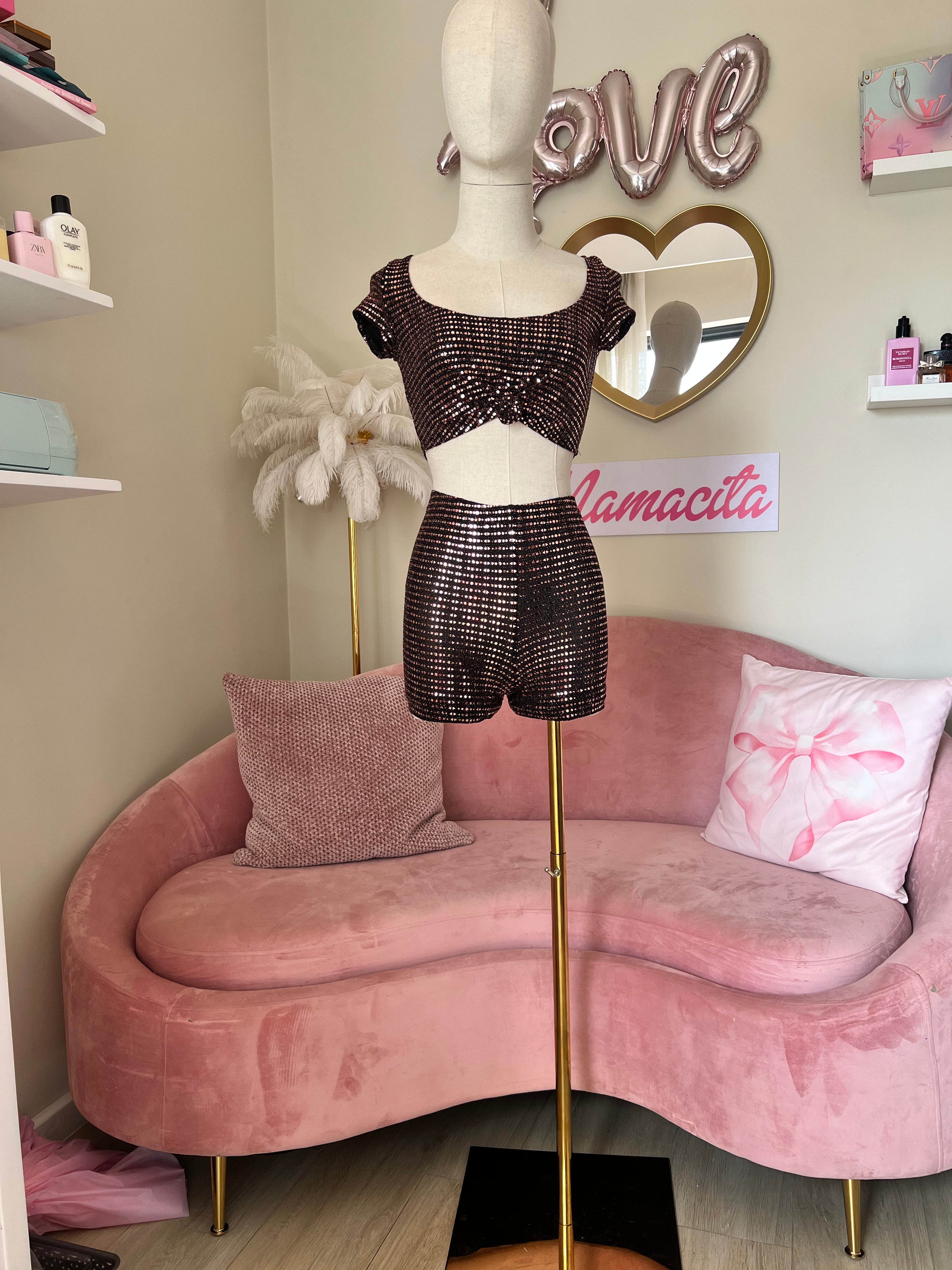 Seduction Shorts Set Sequins Small