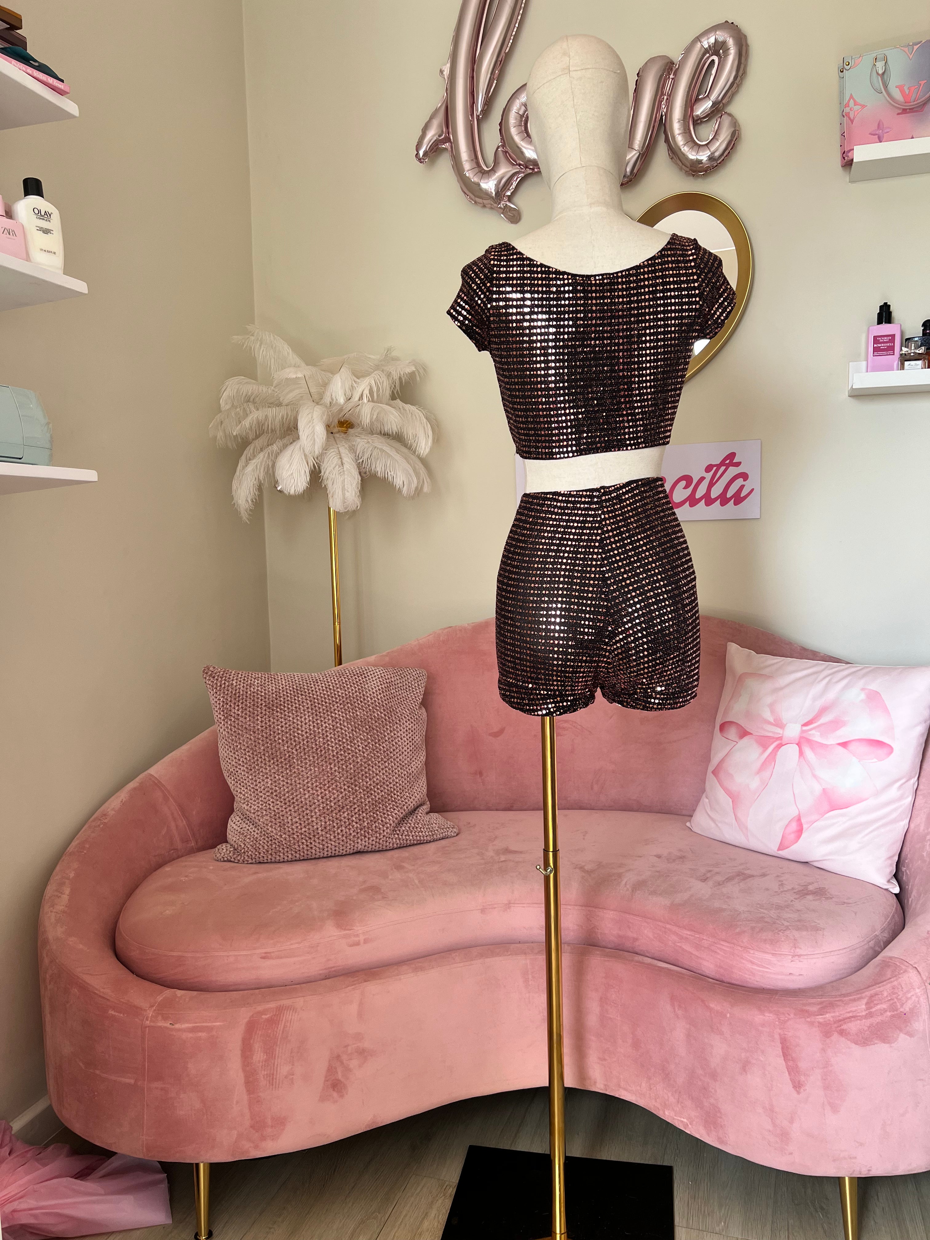 Seduction Shorts Set Sequins Small