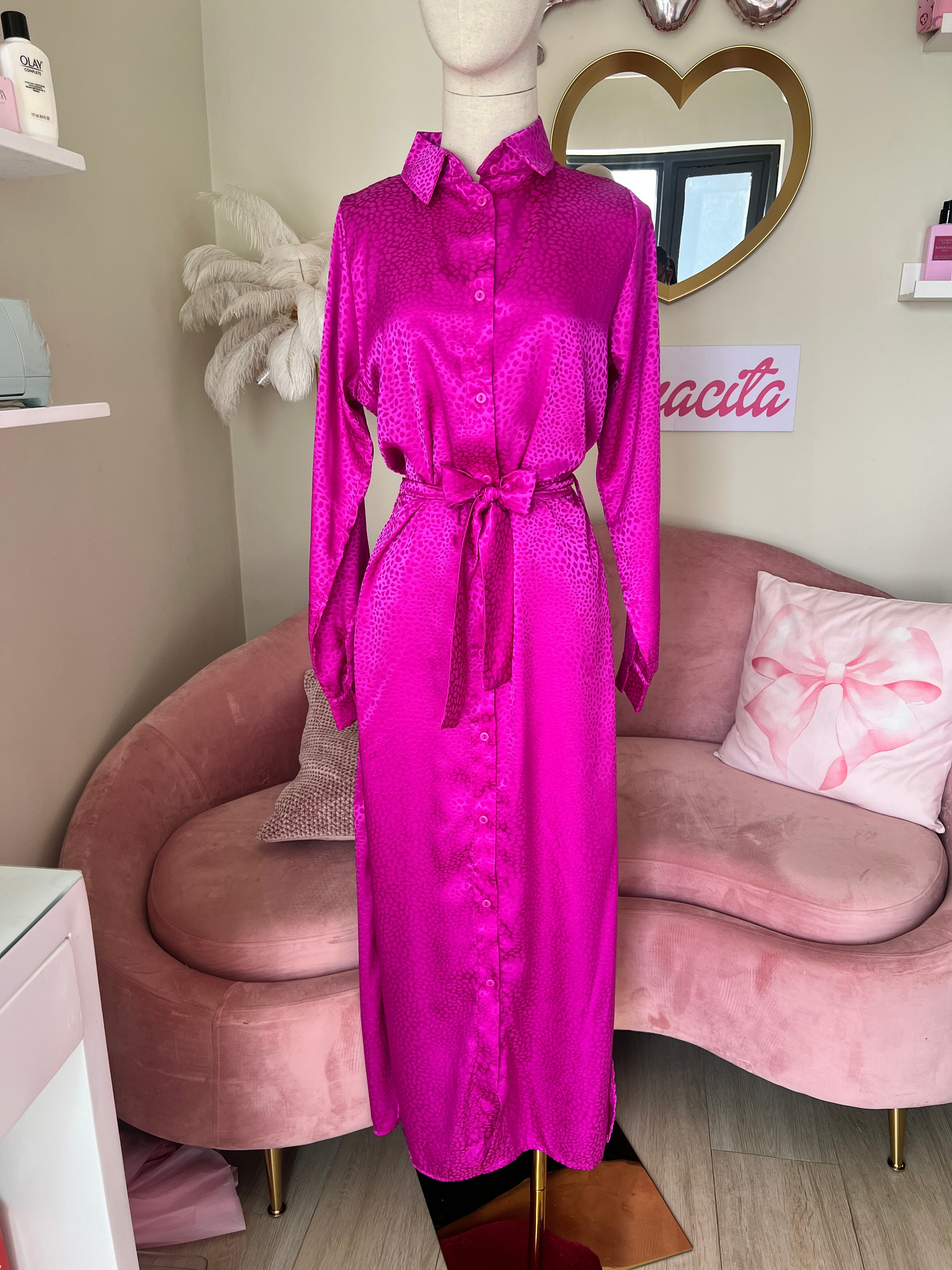 Julys Long Dress Cheetah Pink S/M