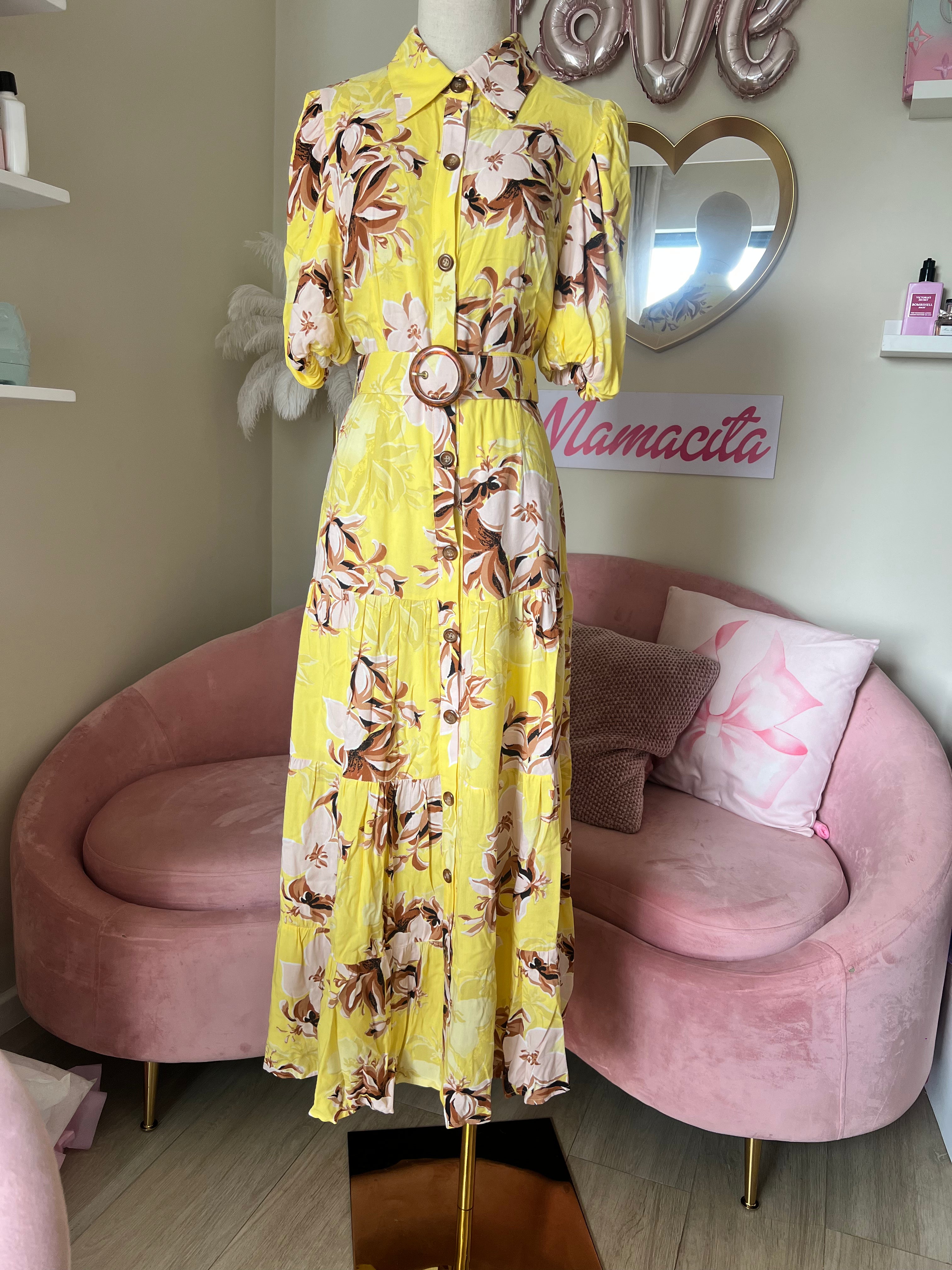 Erivel Dress Long Floral Yellow Small