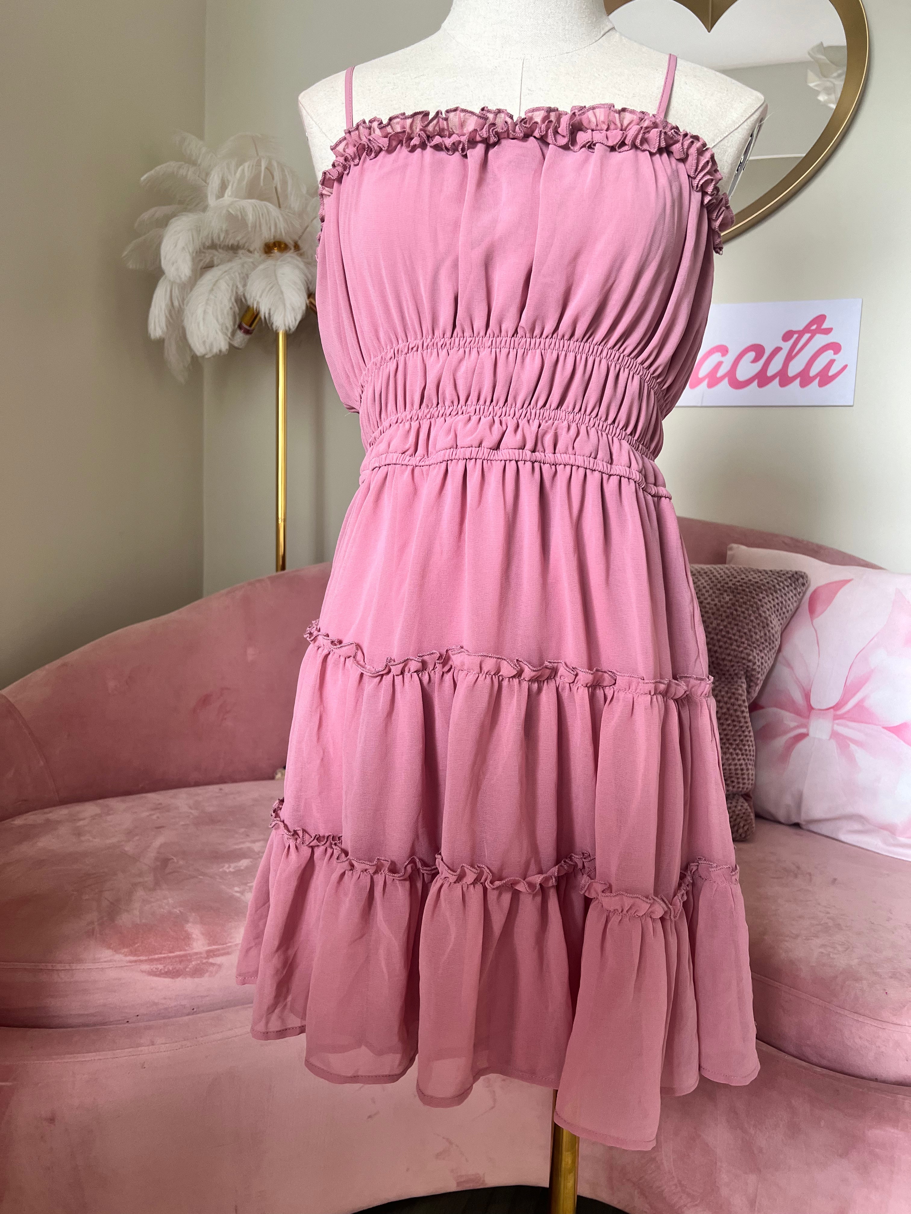 Trixxie Dress Short Frills Dusty Rose Medium