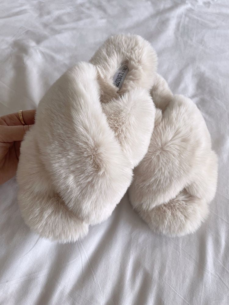 White Fuzz Slipper Rachel Zoe