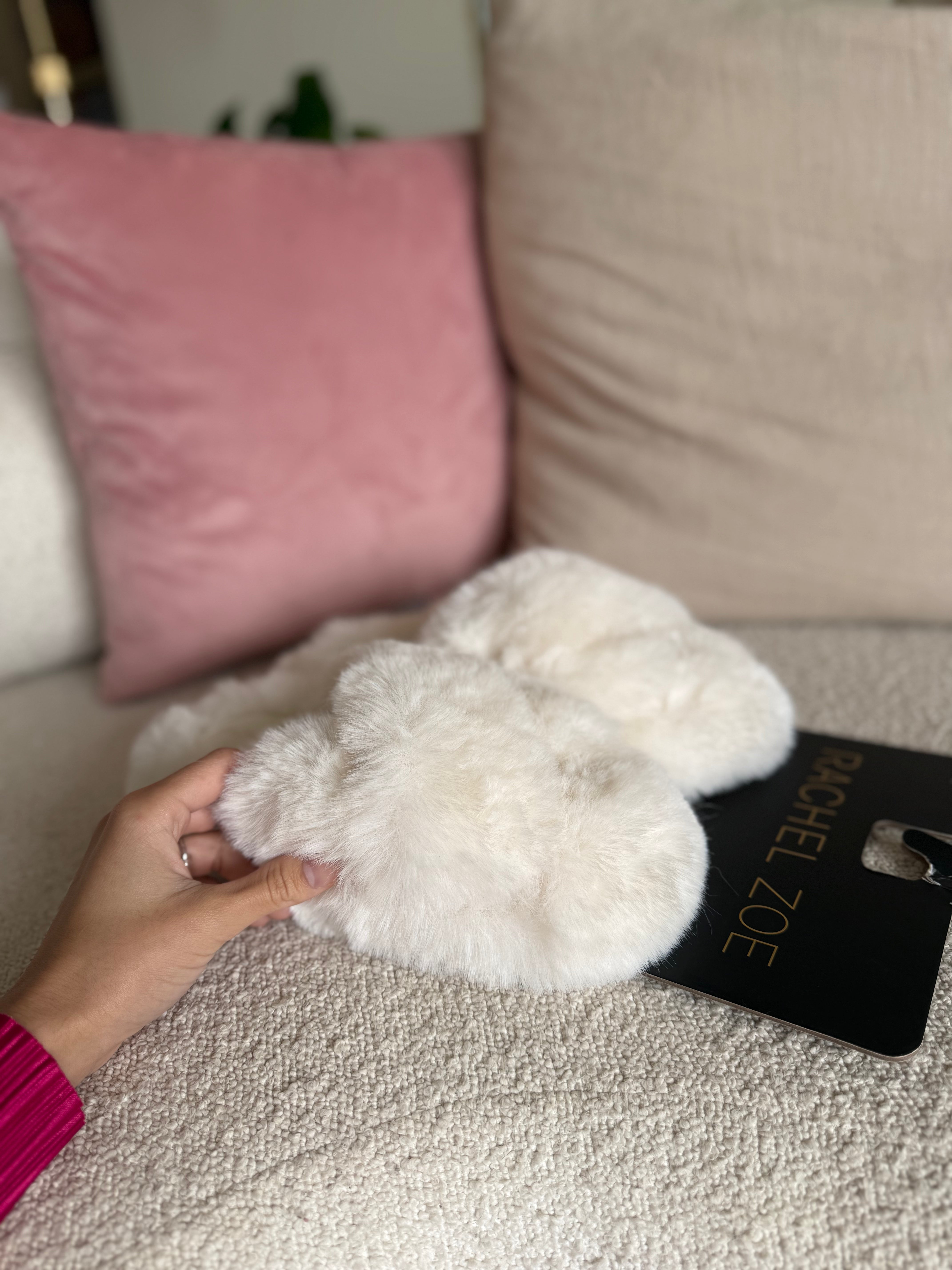 White Fuzz Slipper Rachel Zoe
