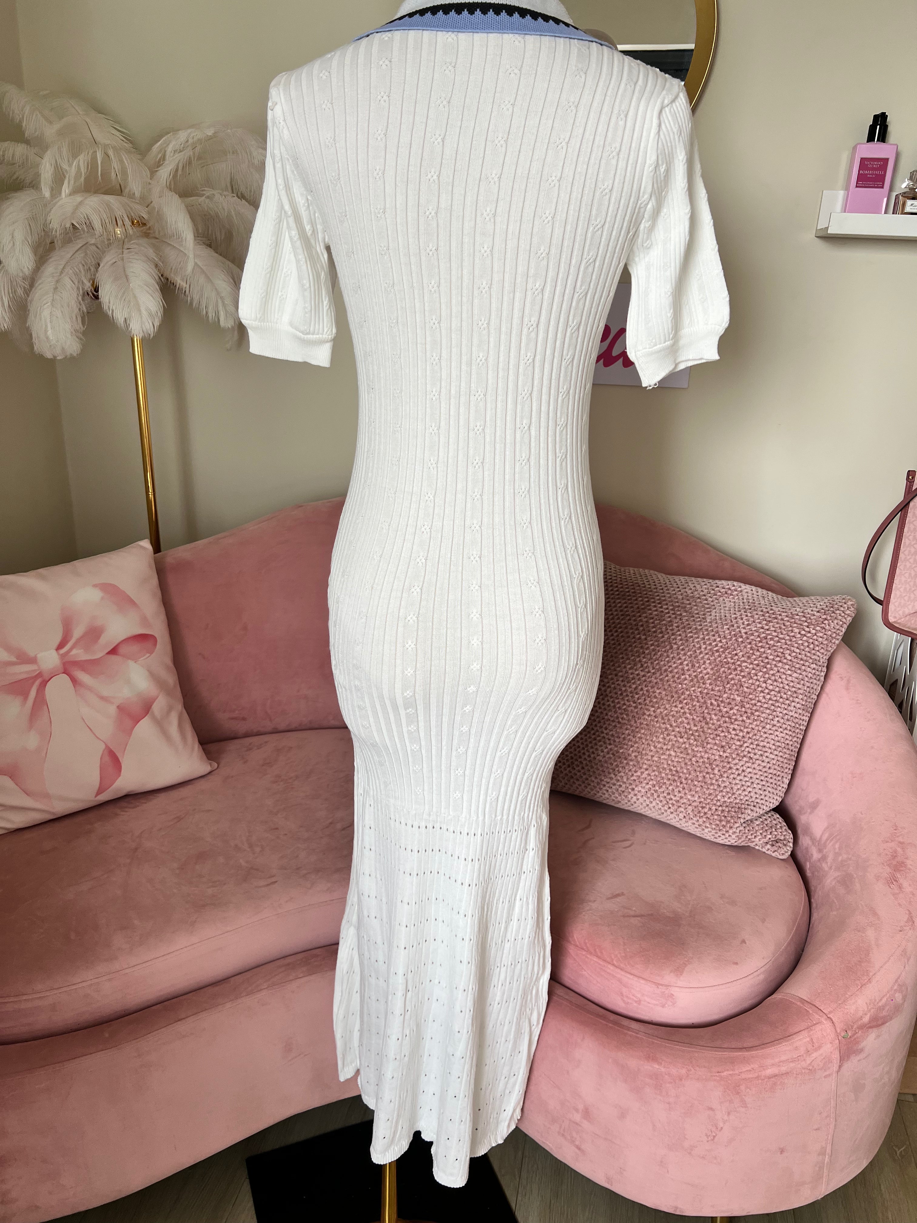 Zaras Dress Long Blue & White S/M