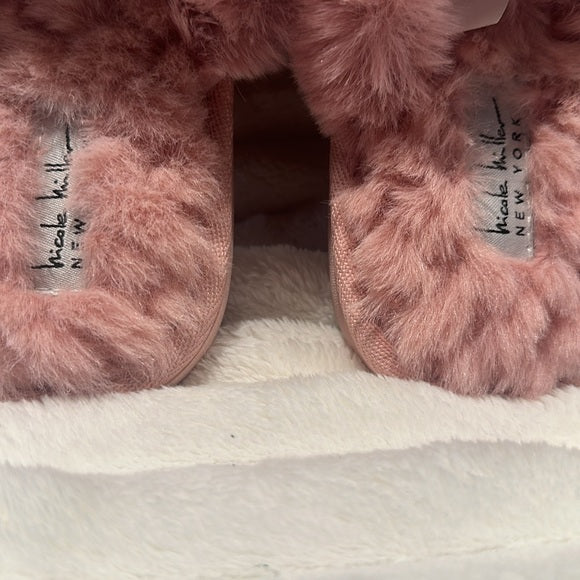 Dusty  rose fuzzy slippers Nicole Miller
