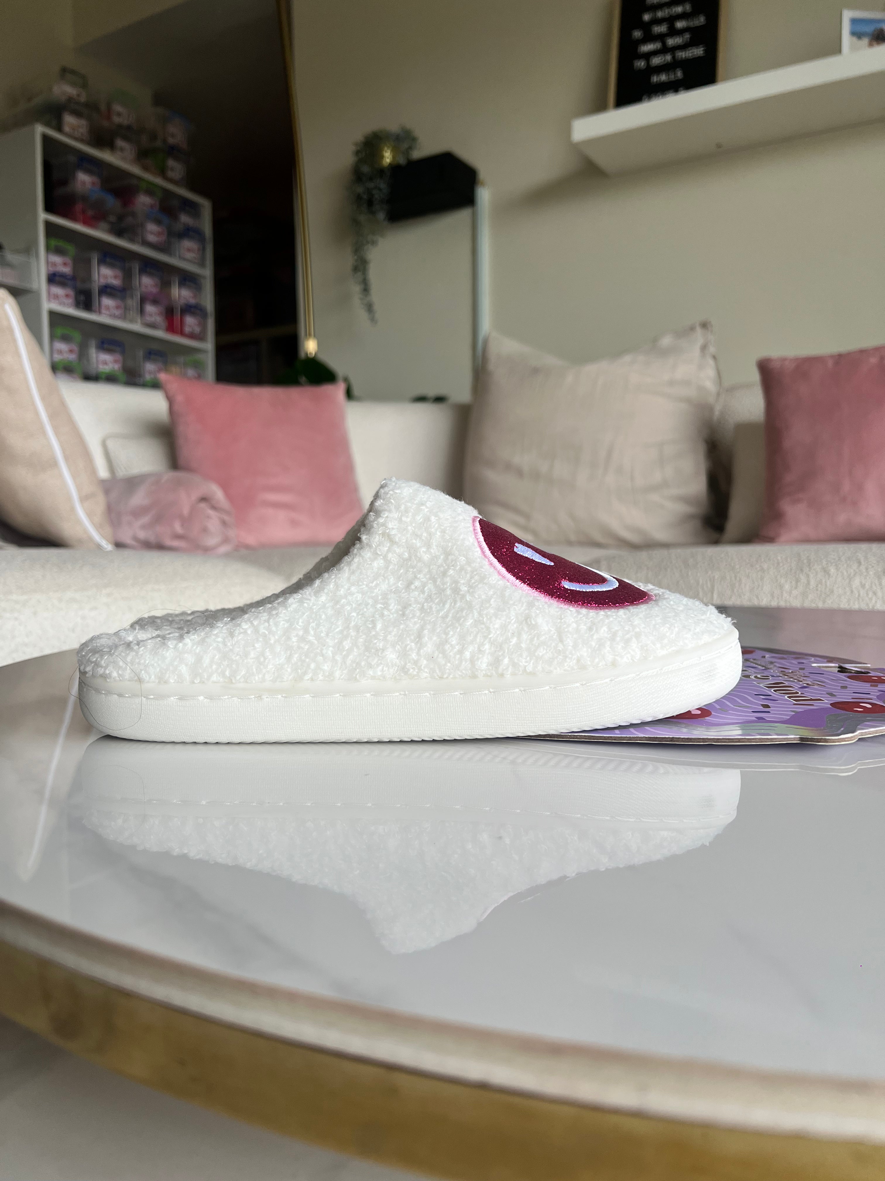 Pink Happy Face Slippes Mellow and Mod Medium