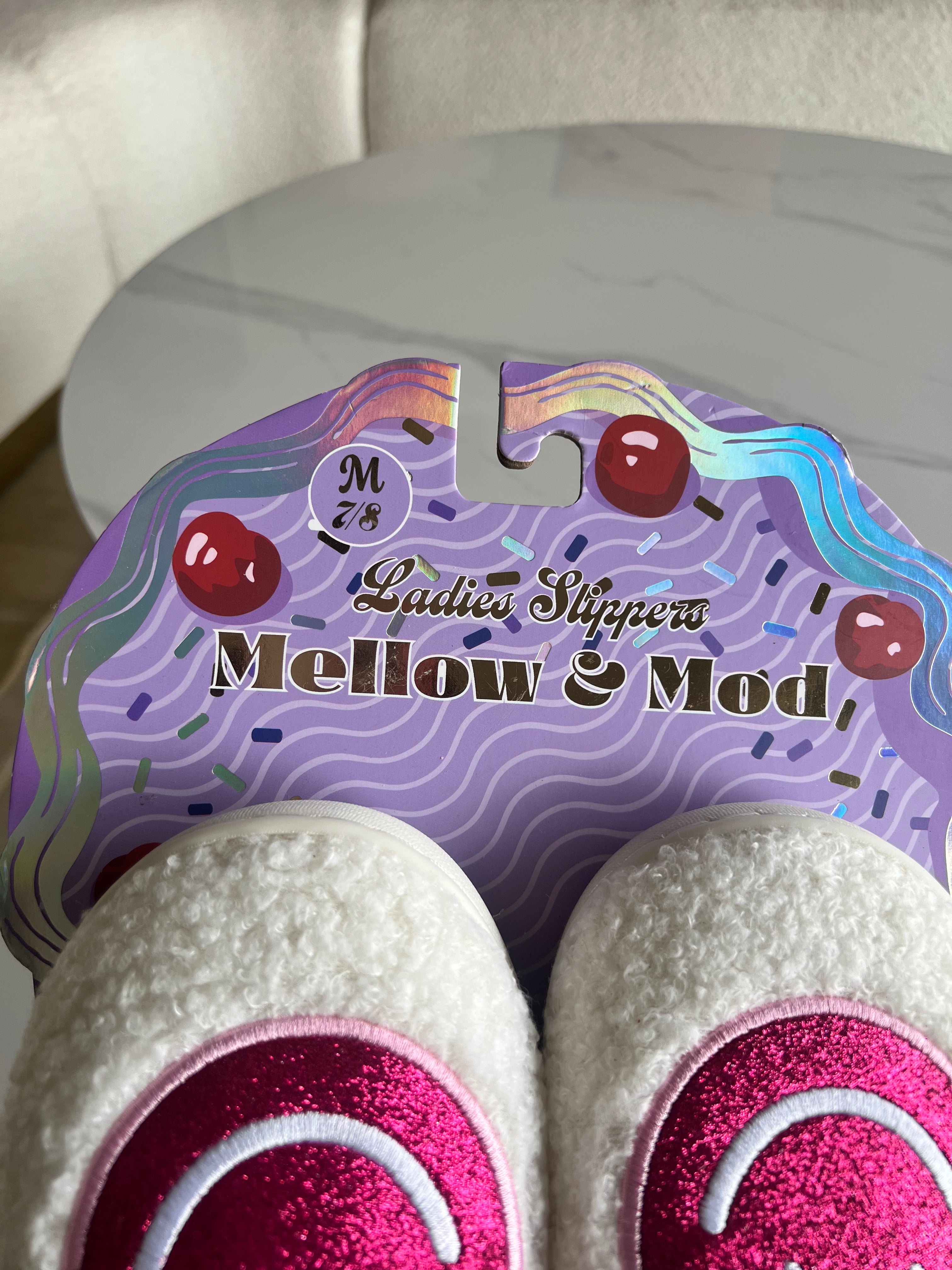 Pink Happy Face Slippes Mellow and Mod Medium