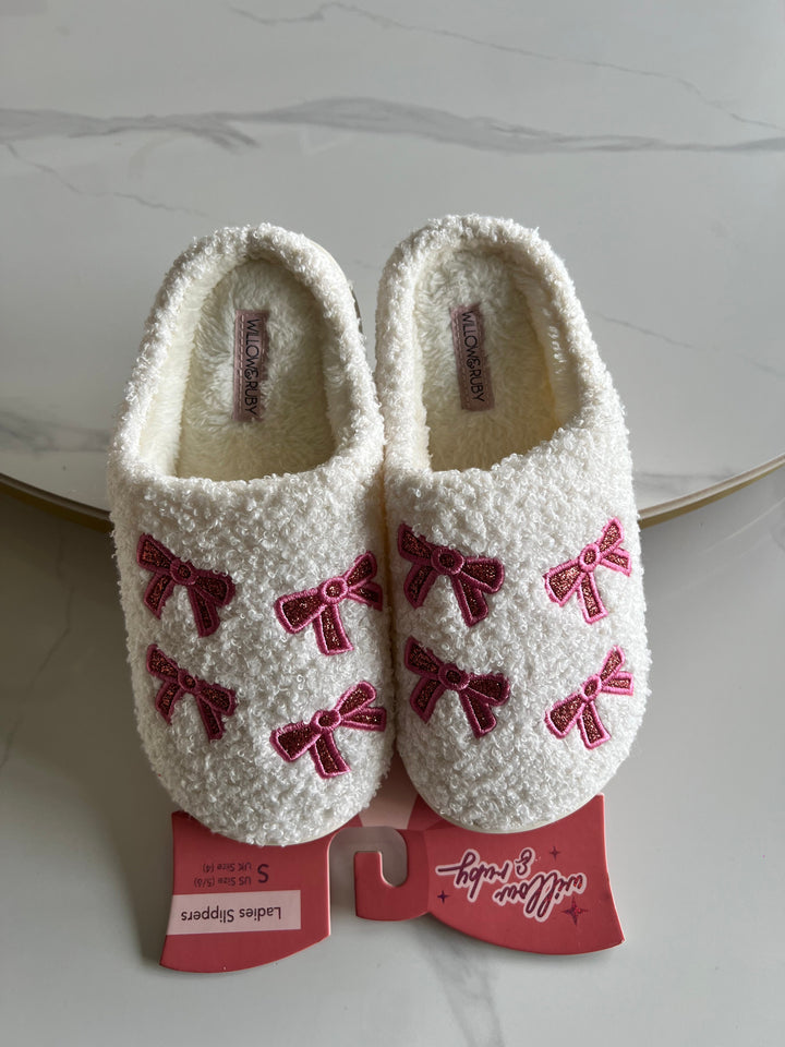 Pink bow Slippers Willow & Ruby (Size S)