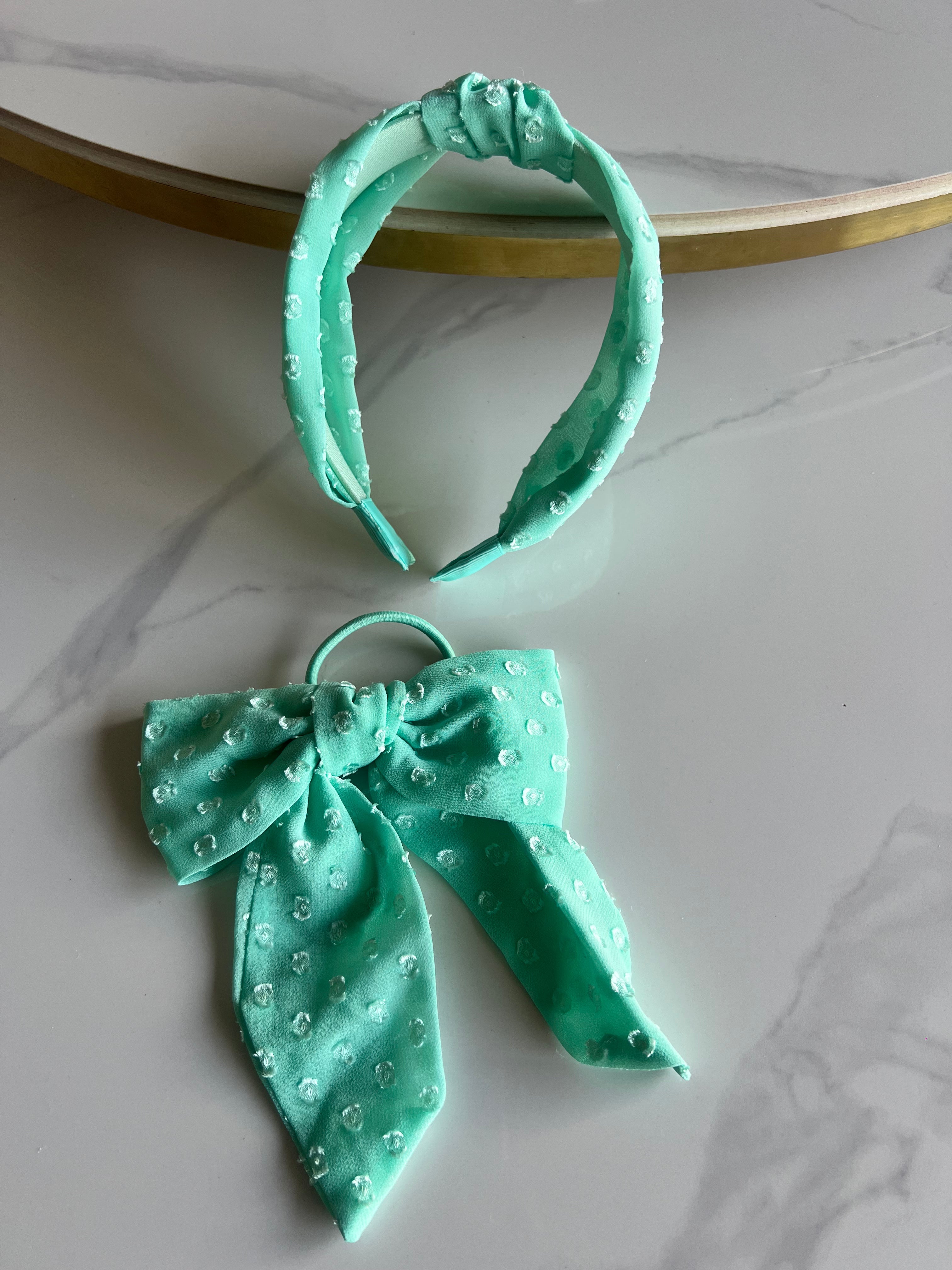 Halo headband and hair tie set mint