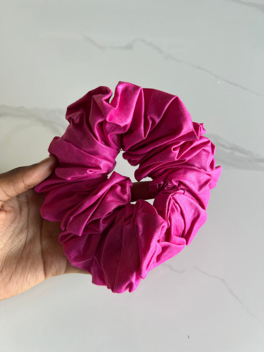 Scrunchie barbie pink linen M-hearts
