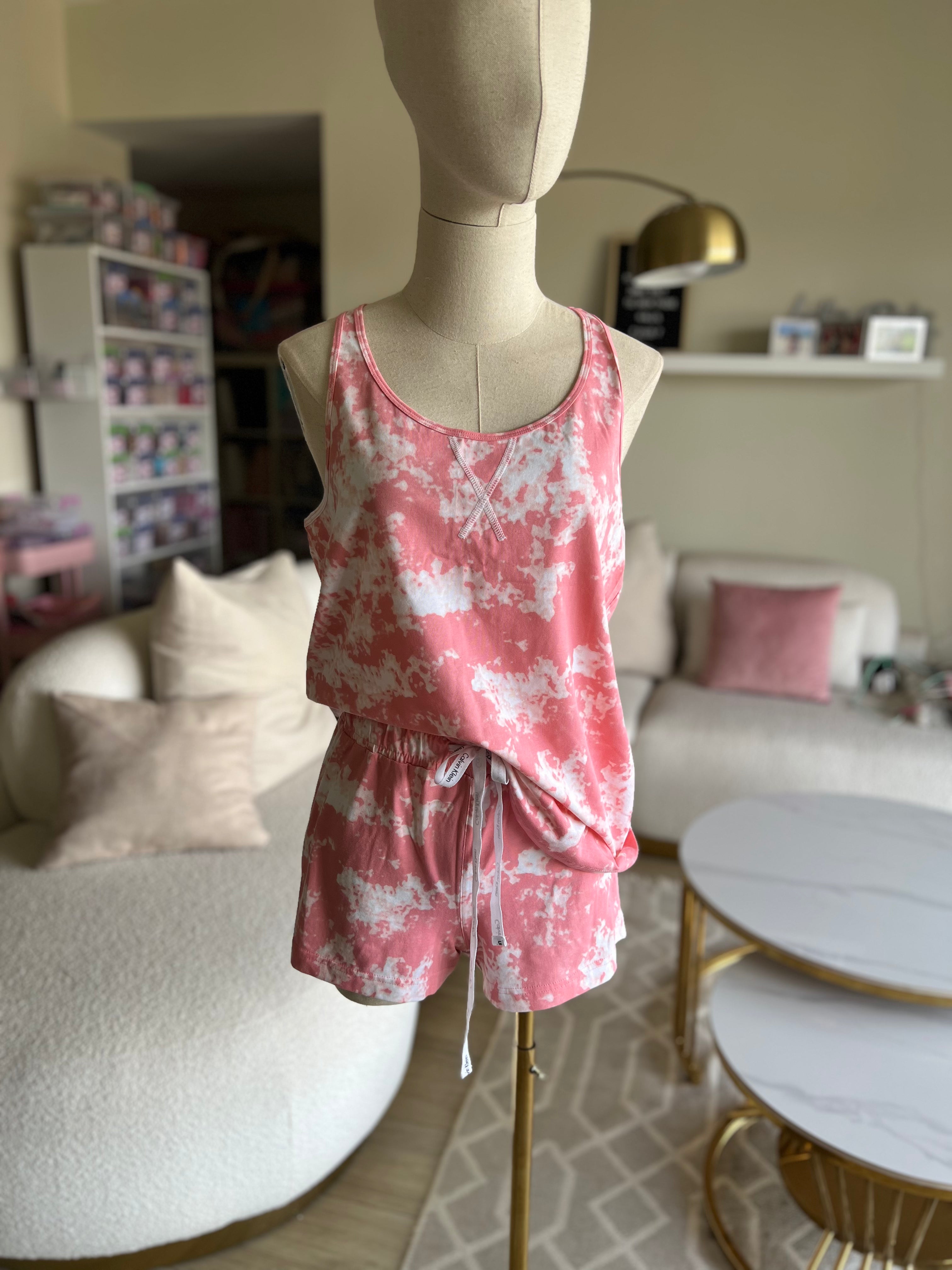 Calvin Klein peach shorts pajama set L/M