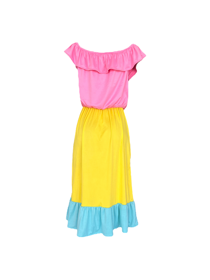 Zoe Clothing Dress Midi Tri Colour