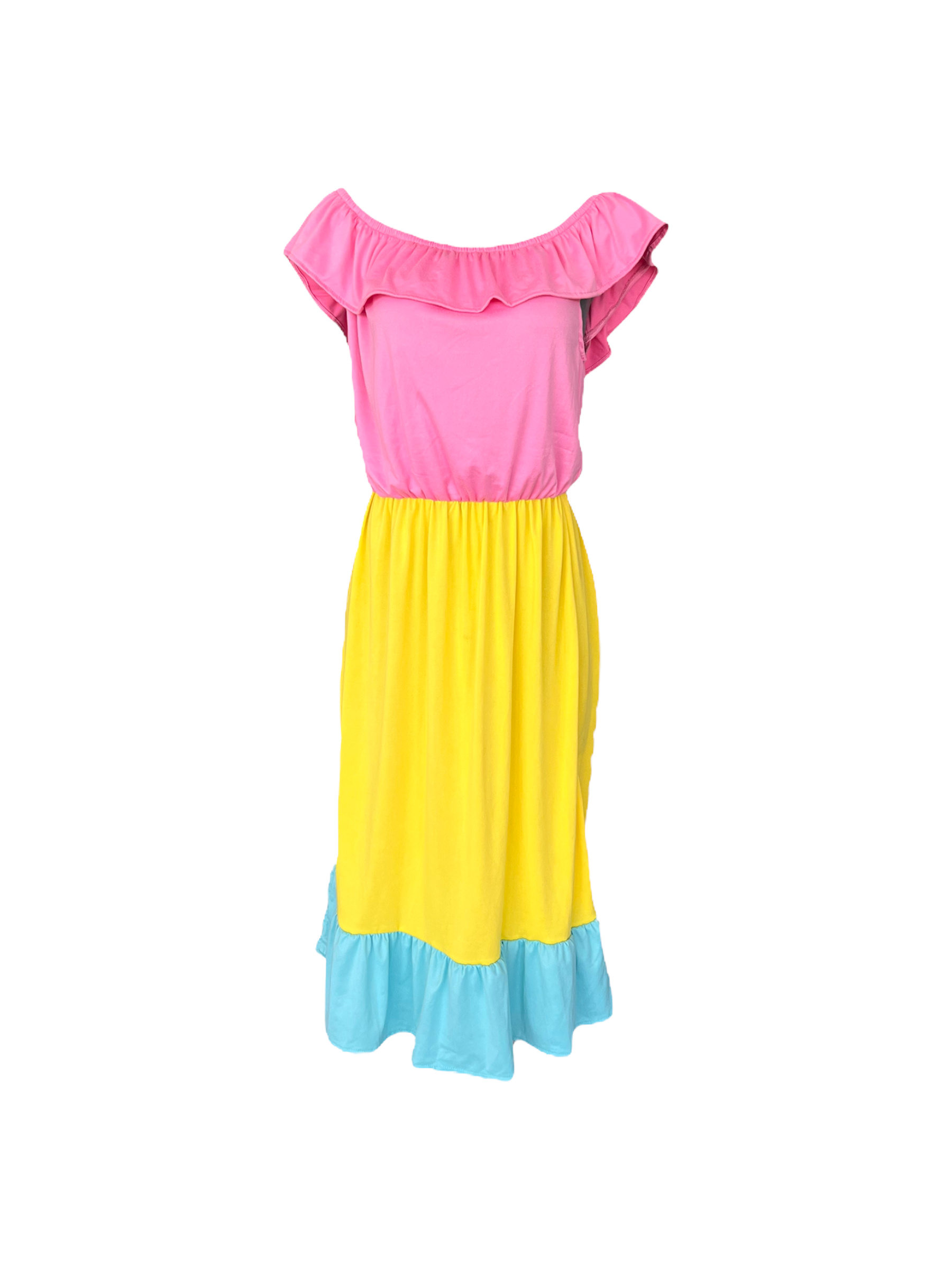 Zoe Clothing Dress Midi Tri Colour