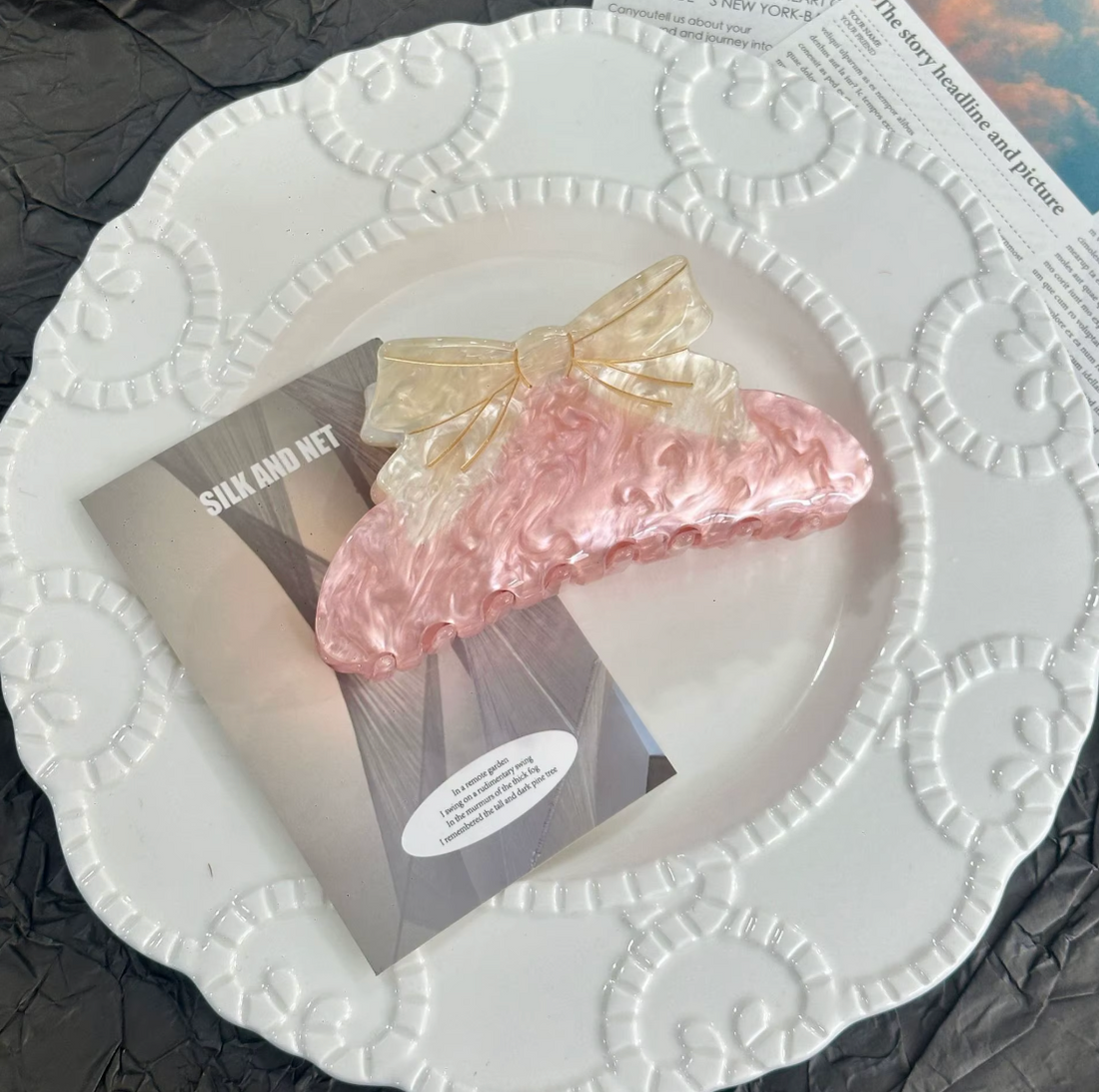 Pink hair bow clip